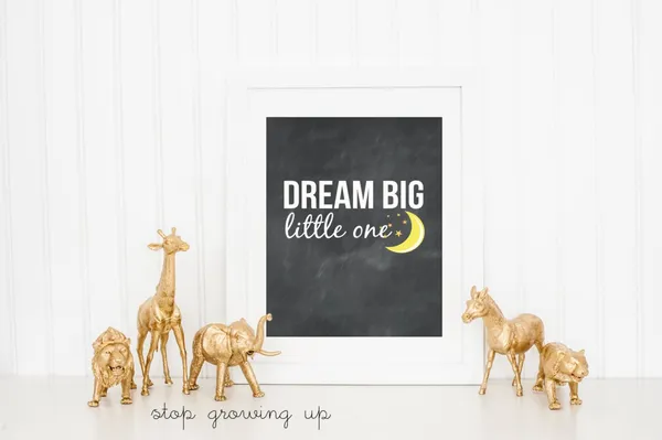 Dream Big Little One Chalkboard Nursery Art Print