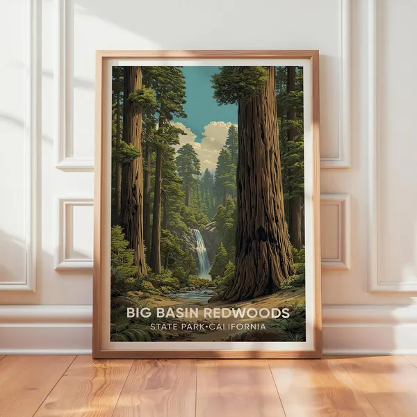 Big Basin Redwoods Vintage California Travel Poster