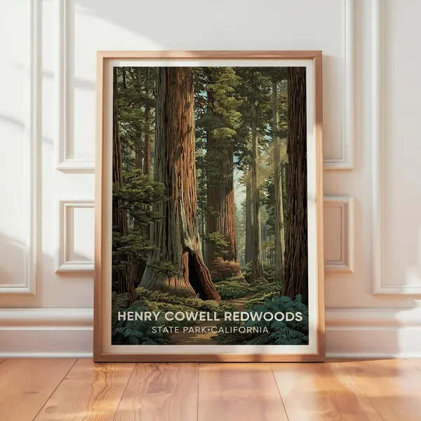 Henry Cowell Redwoods Vintage California Travel Poster