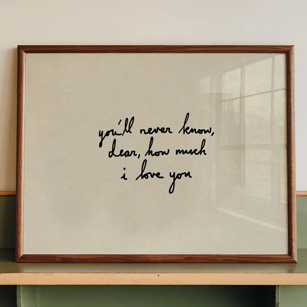 Love You Handdrawn Typography Art Print, Horizontal