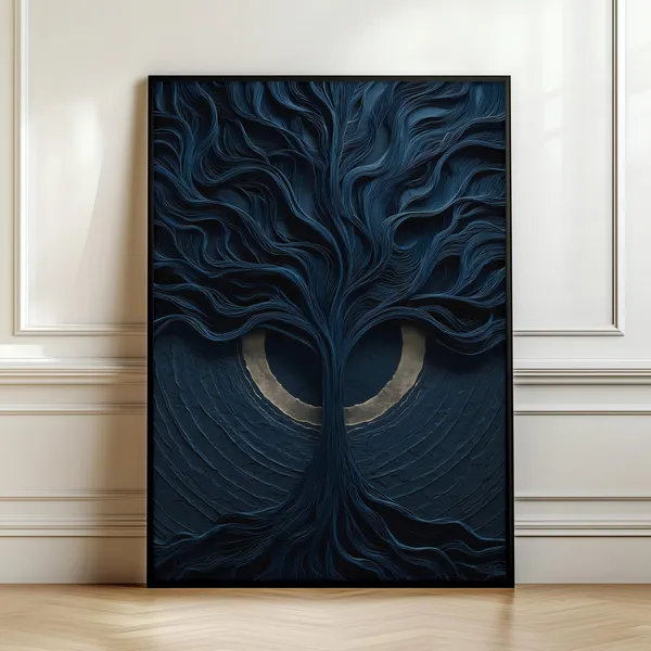 Dark Abstract Tree of Life, Mystical Night Art Print