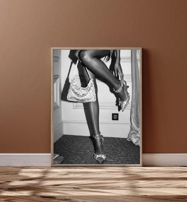 Glam Legs Black White Retro Fashion Art Print