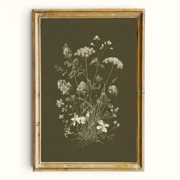 Green Botanical Minimal Floral Illustration Art Print