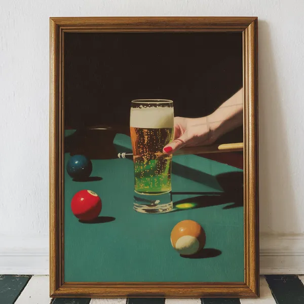 Retro Dive Bar Beer Billiards Art Print