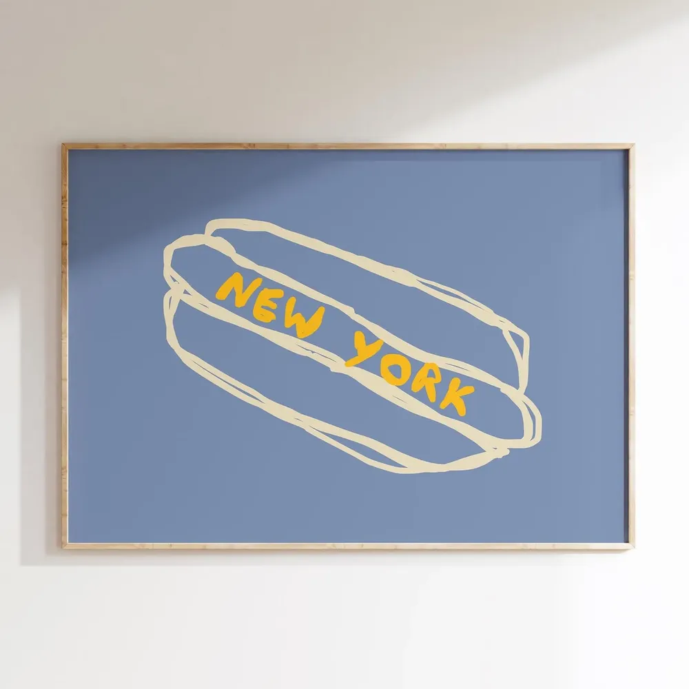 Handdrawn New York Hot Dog Art Print
