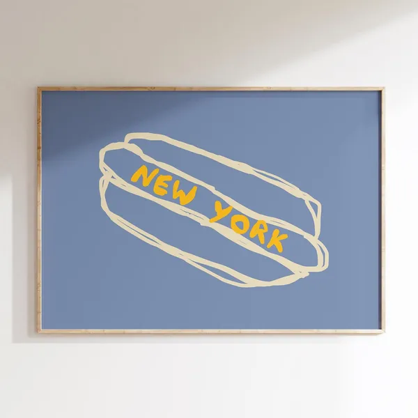 Handdrawn New York Hot Dog Art Print