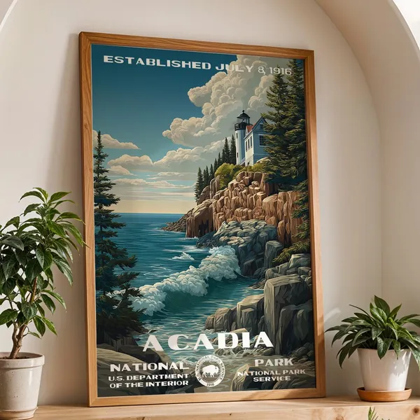 Acadia National Park Vintage Travel Poster