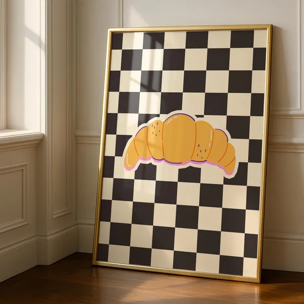 Croissant Kitchen Art Print, Cafe Breakfast Decor