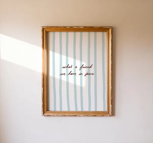 What A Friend We Have In Jesus Blue Striped Art Print