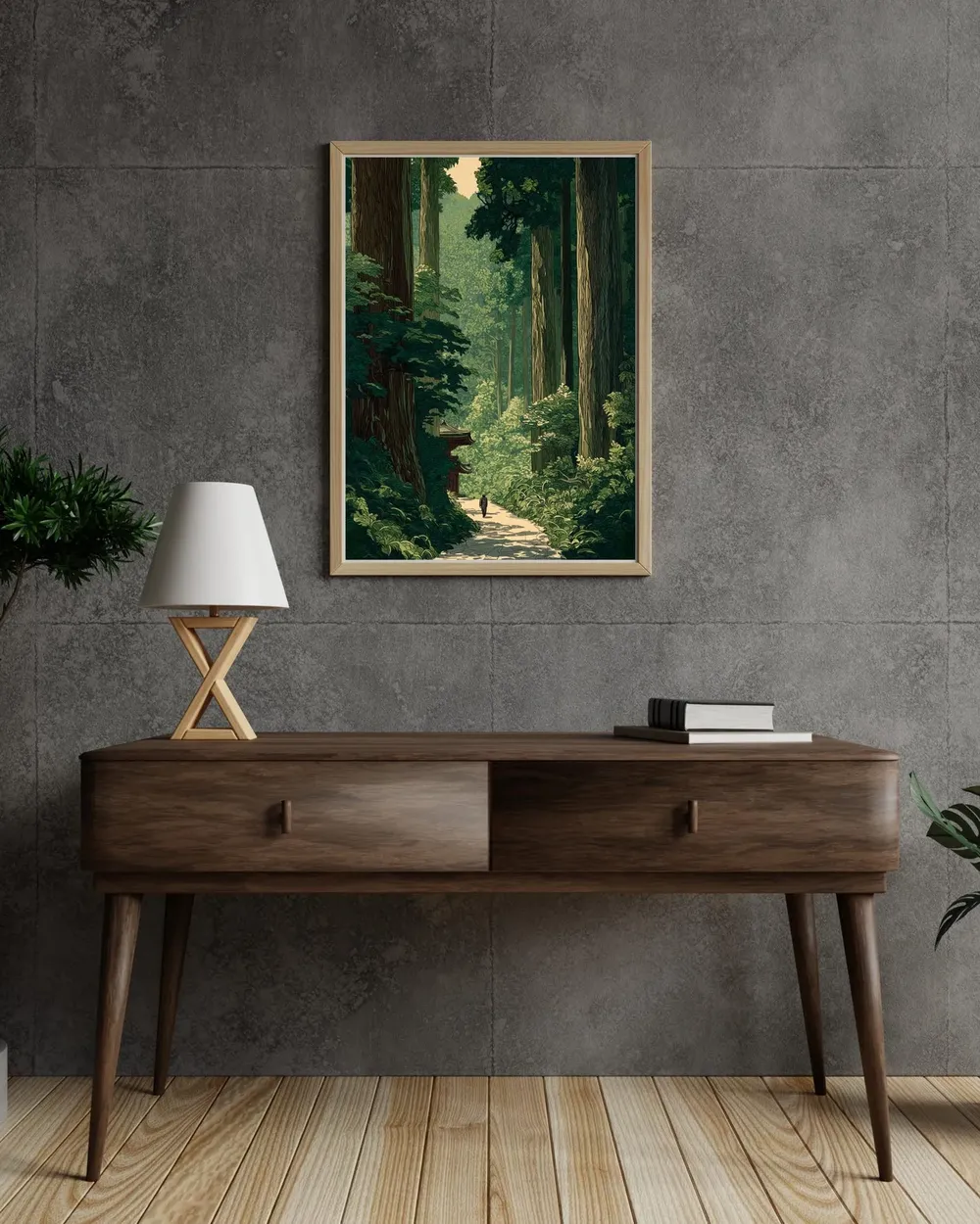 Towering Cedar Forest Path in Classic Japanese Woodblock Art Poster - Image 6