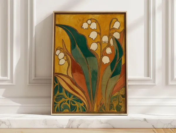 Lily Of The Valley Vintage Floral Poster, Mid-Century Modern