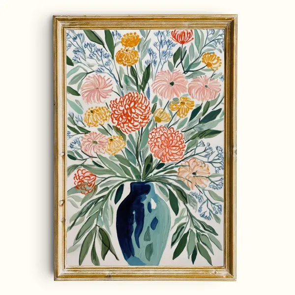 Floral Vase Botanical Art Print