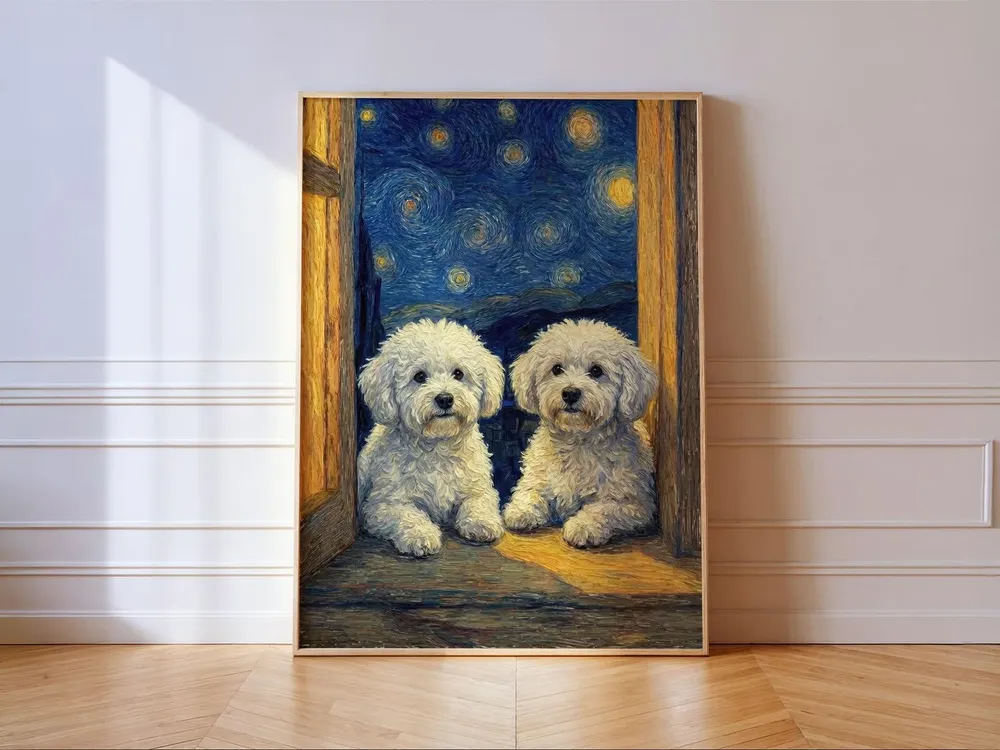 Bichon Frise Starry Night Art Print