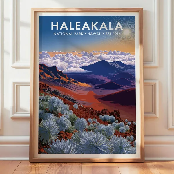 Haleakal National Park Retro Travel Poster