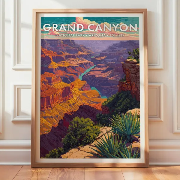 Grand Canyon National Park Retro Travel Poster Print
