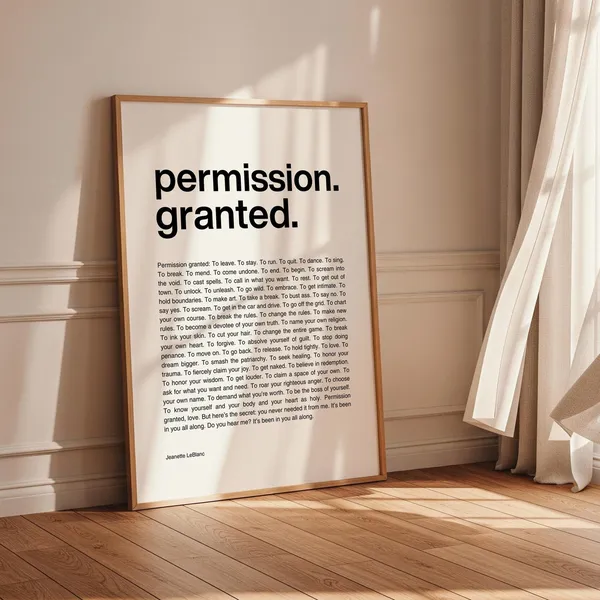 Permission Granted Poster Print, Self Love Manifesto