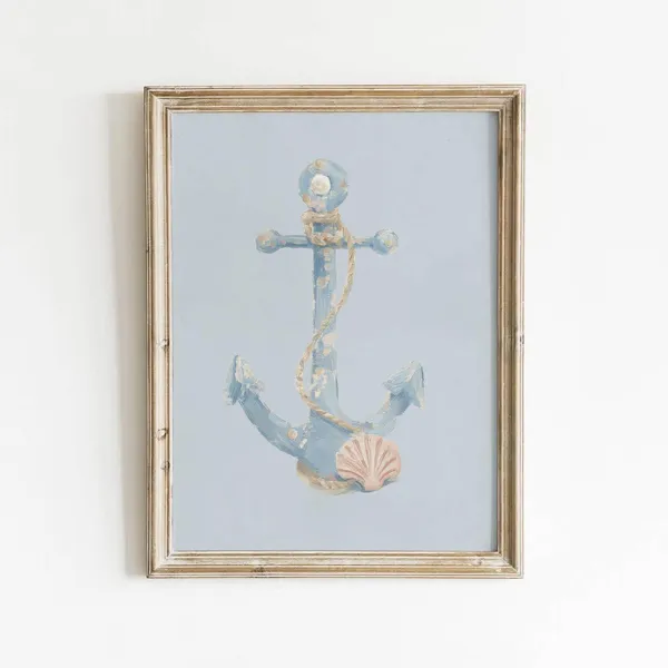Coastal Nautical Anchor, Cottagecore Decor Art Print