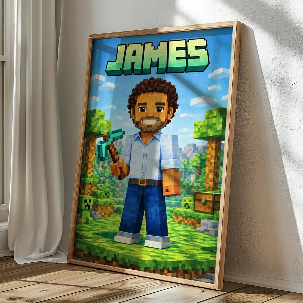 Custom Minecraft Portrait From Photo Personalized Blocky Gamer Poster - Image 5