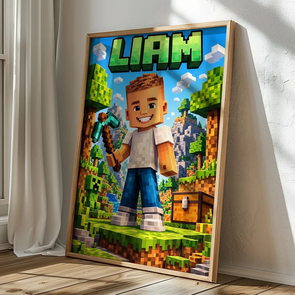 Custom Minecraft Portrait From Photo Personalized Blocky Gamer Poster - Image 3