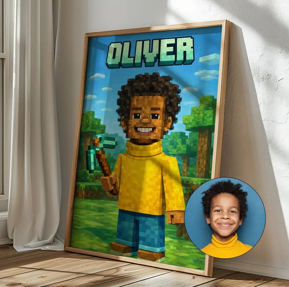 Custom Minecraft Portrait From Photo Personalized Blocky Gamer Poster - Image 7