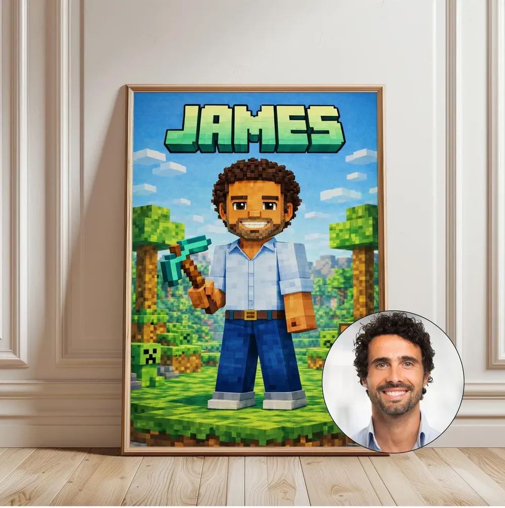 Custom Minecraft Portrait From Photo Personalized Blocky Gamer Poster - Image 6