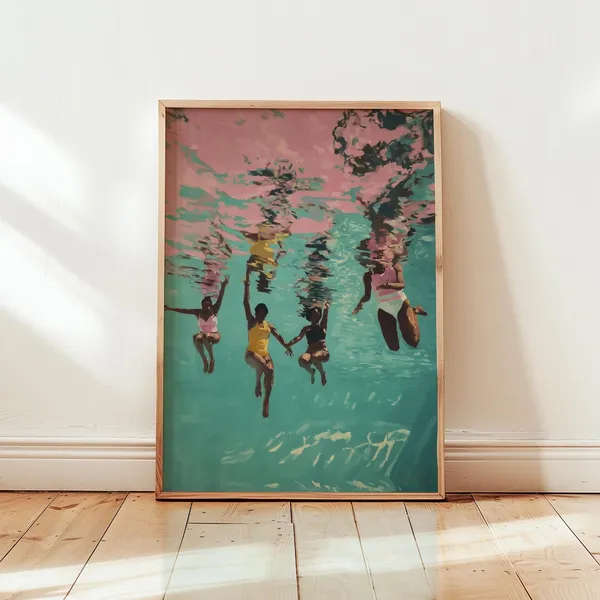 Black Woman Swimming - Afrocentric Art
