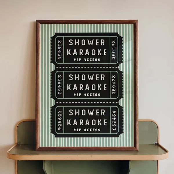 Funny Shower Karaoke VIP Ticket Art Print