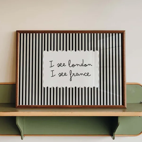 I See London France Quote Print, Minimalist Retro Stripes
