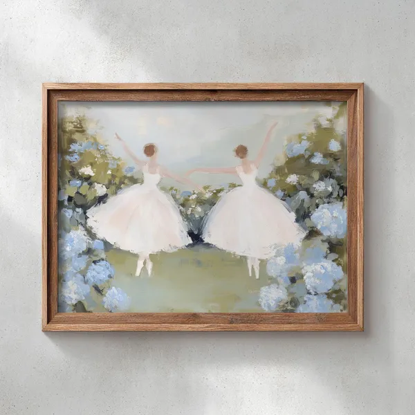 Coquette Ballerinas Art Print, Cottagecore Pastel Decor