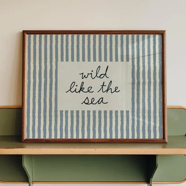Wild Like The Sea Retro Striped Beach House Art Print