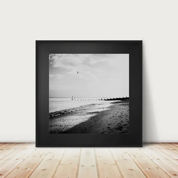 Southwold Beach Black And White Coastal Art Print