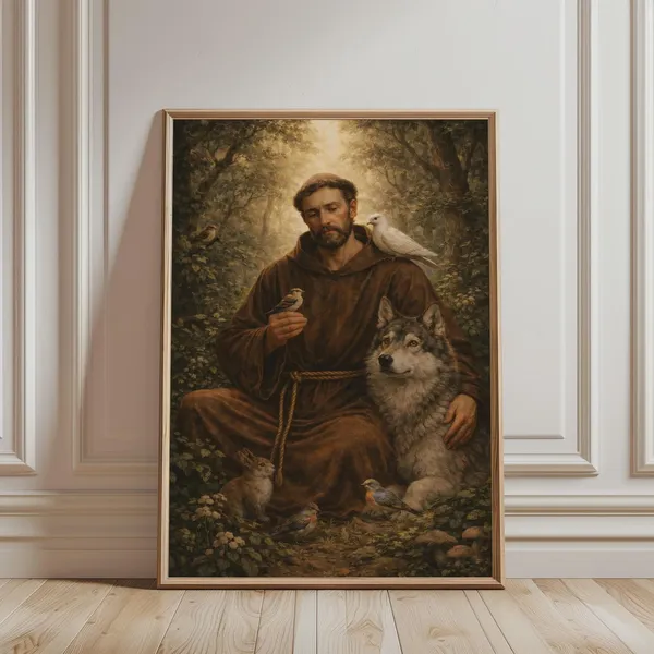 Saint Francis Of Assisi With Wolf Art Print