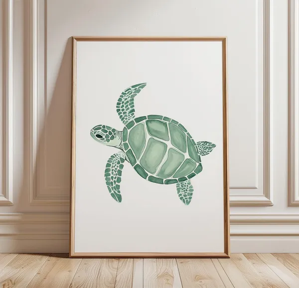 Sea Turtle Minimal Ocean Animal Art Print