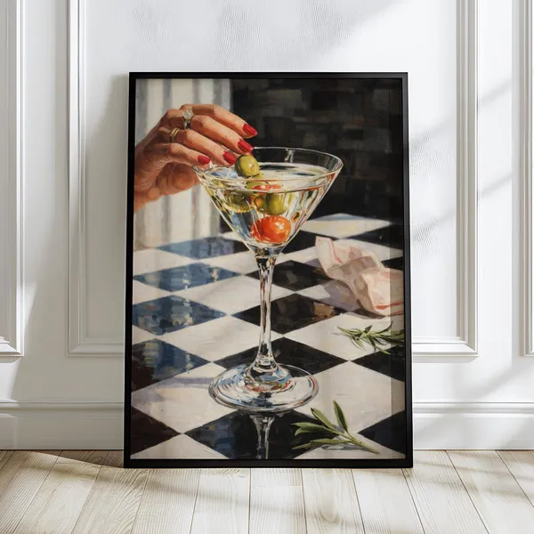 Olive Martini Vintage Cocktail Bar Art Print