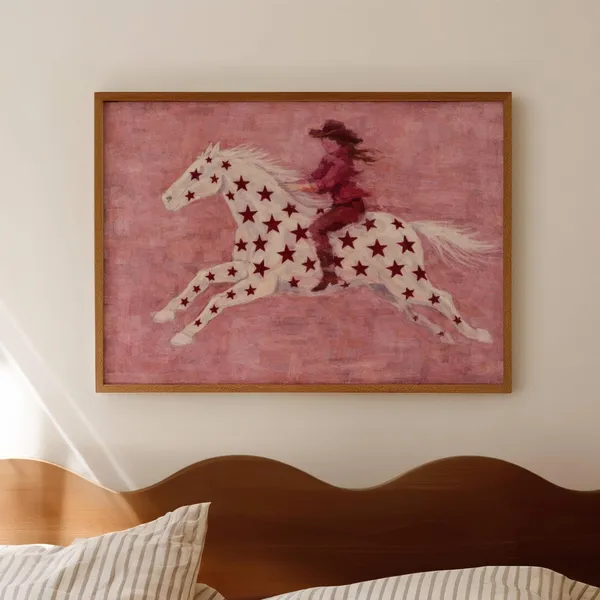 Abstract Star Patterned Horse, Mid-Century Poster