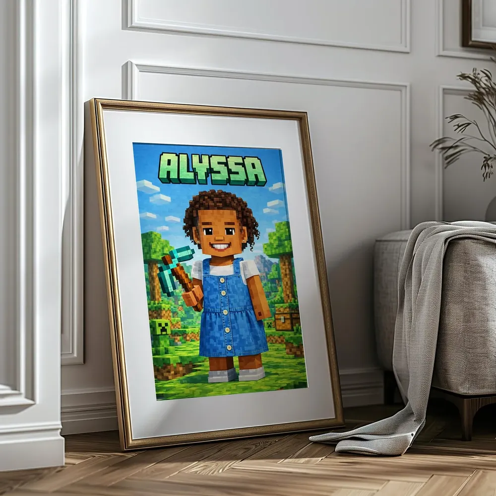 Custom Minecraft Portrait From Photo Personalized Blocky Gamer Poster - Image 4