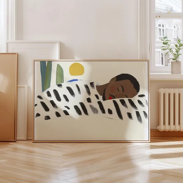 Black Man Horizontal Abstract Male Figure Art Print