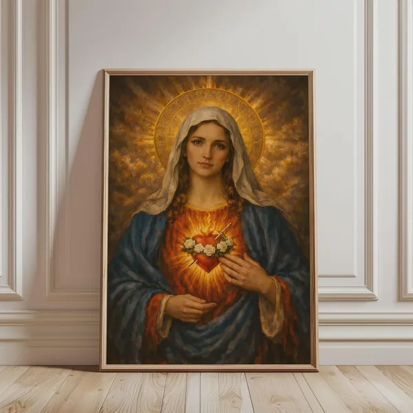 Virgin Mary With Immaculate Heart Art Print