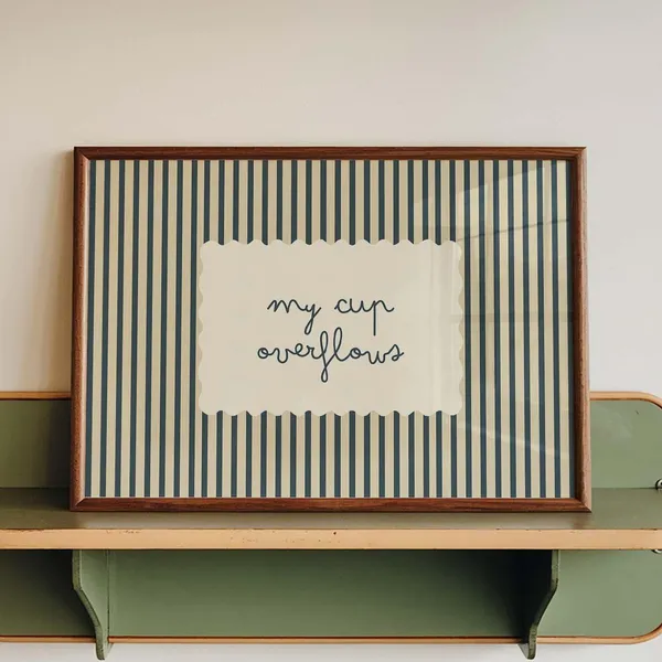 My Cup Overflows Scripture Print, Minimalist Christian Decor