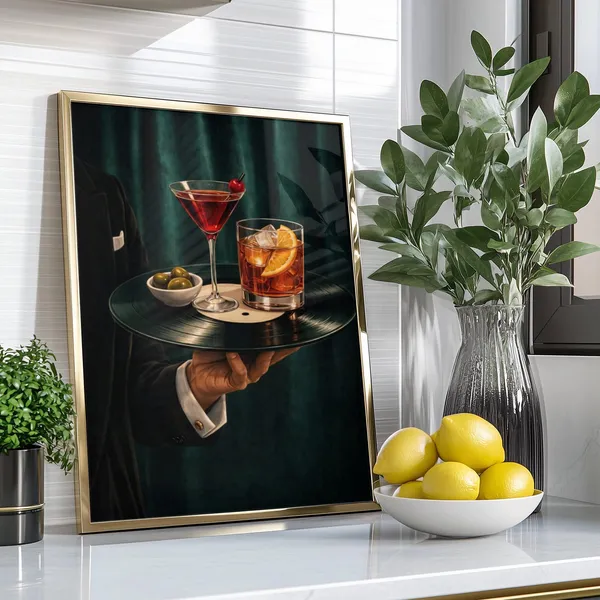 Vinyl Cocktail Tray Retro Lounge Art Print