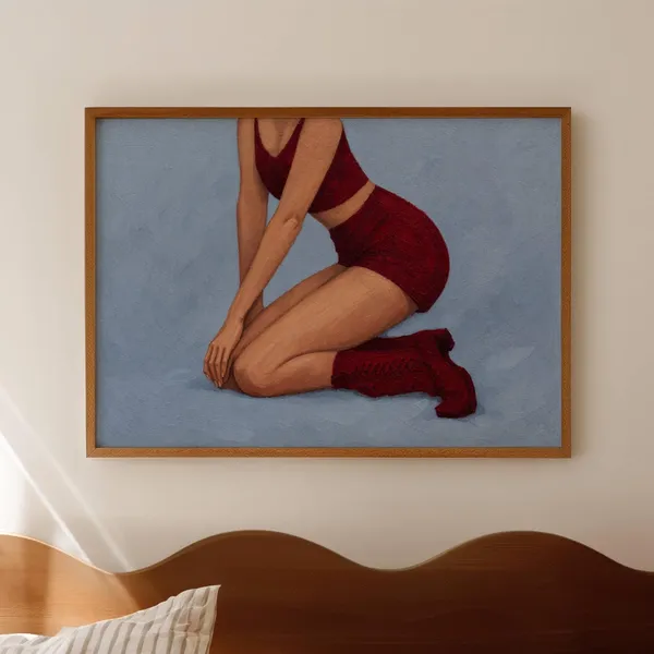 Abstract Cowgirl With Boots, Mid-Century Western Art Print