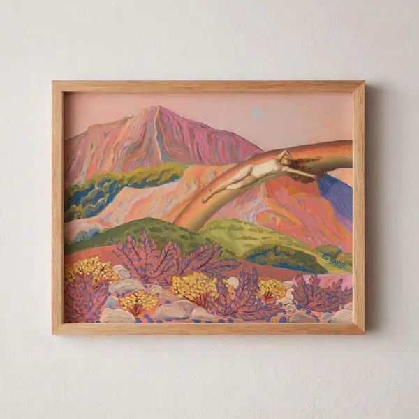 California Rainbow Modern Retro Watercolor Art Print