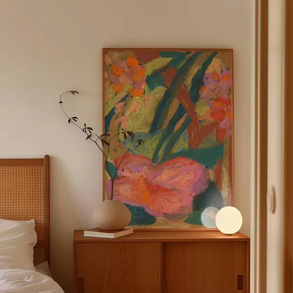 Oil Pastel Flower Giclee Print, Modern Boho Floral