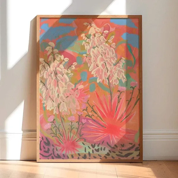Retro Yucca Art Print, Vintage Desert Decor