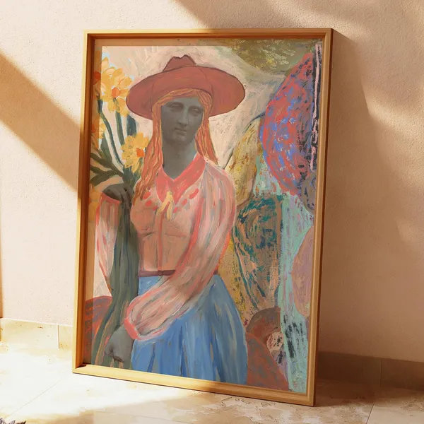 Vintage Cowgirl Wildflower Western Art Print