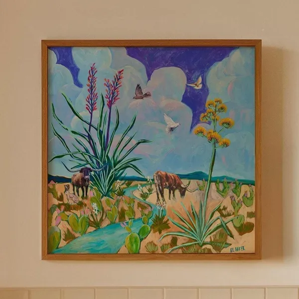 West Texas Longhorn Century Plant Art Print