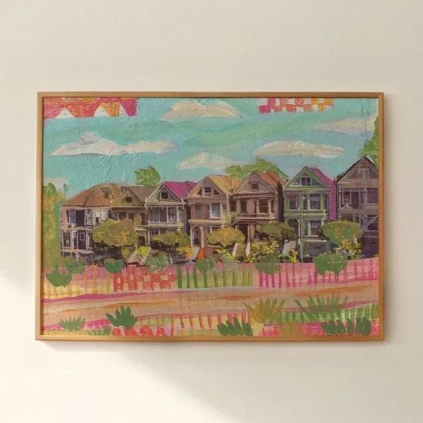 San Francisco Painted Ladies, Mid-Century Art Print