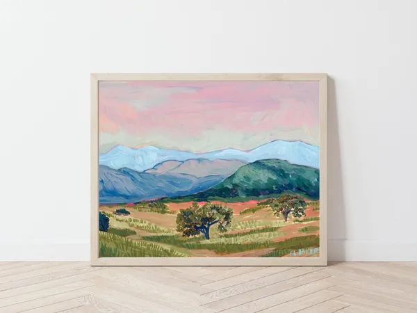 California Mountain Landscape Vintage Travel Poster