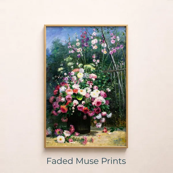 Bright Floral Bouquet Vintage Cottagecore Art Print