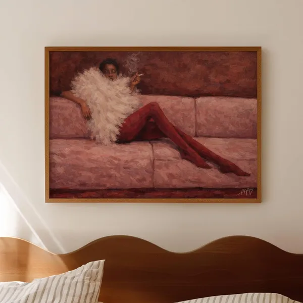 Abstract Fashion Woman on Sofa, Mid-Century Poster